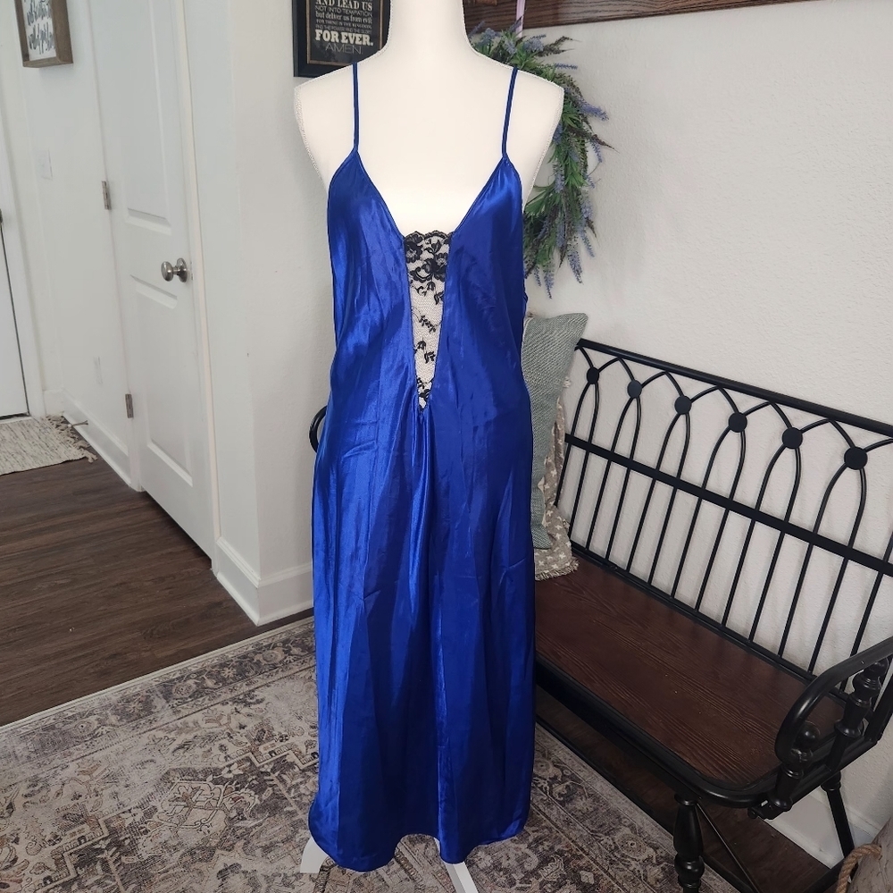 Vintage Royal blue lingerie slip